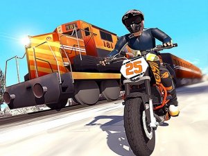 Tricky Bike Stunt vs Train Racing Online Game